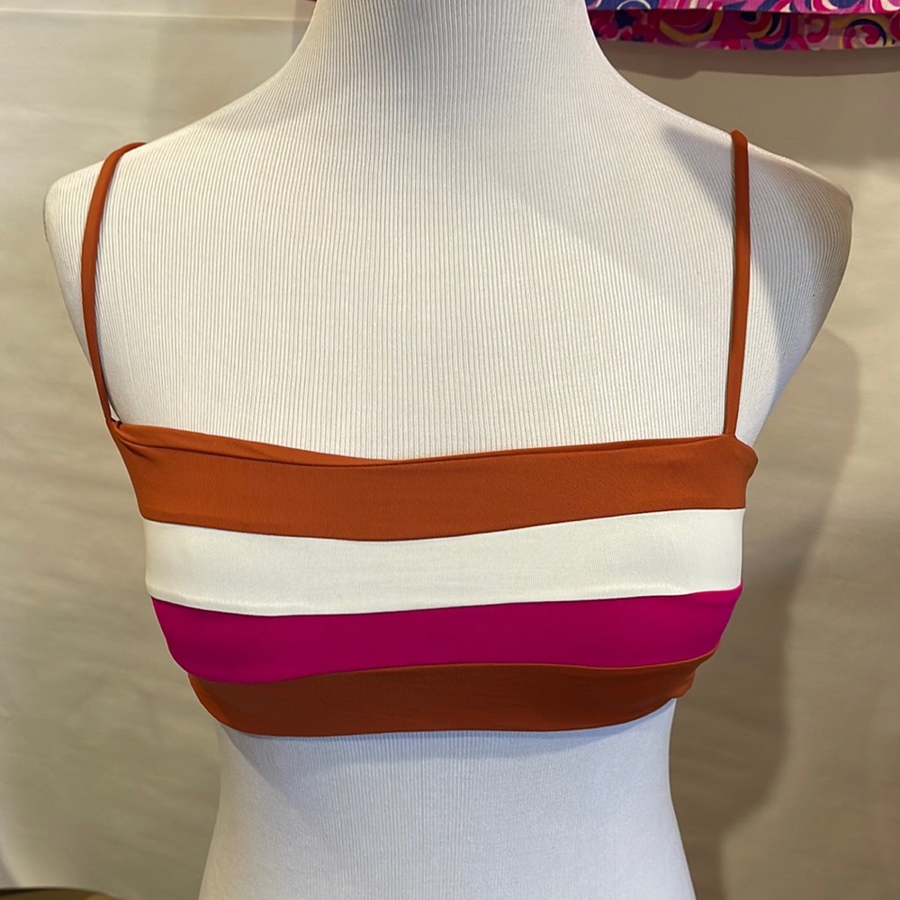 L*Space Rebel StripeBikini top size small NWT